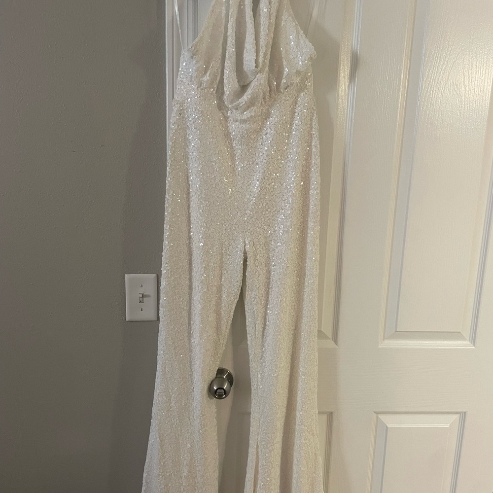 12th Tribe Revolution White Sequin Jumpsuit